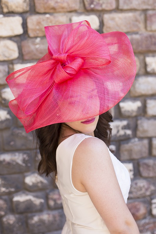 Chapeau de mariage pour femme de couleur rose, création Aline