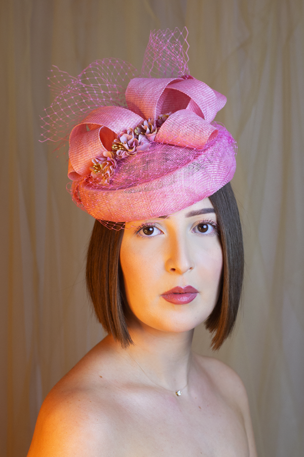 Bibi de mariage pour femme, création Louise de couleur rose