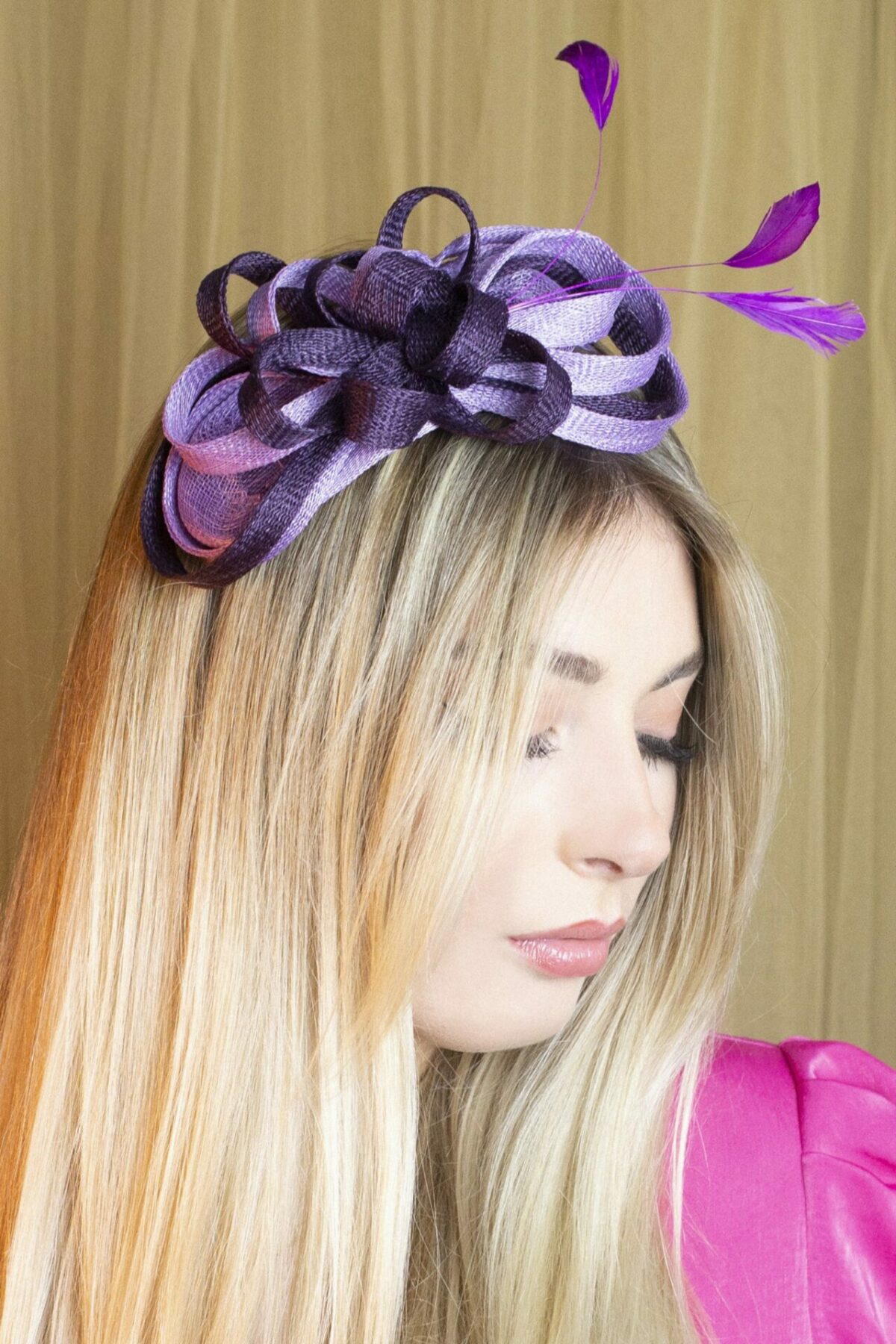 Bibi de mariage de couleur violet, création Aglaée