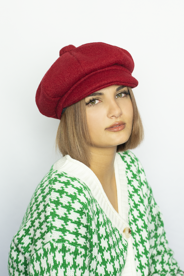 Casquette d'hiver en laine rouge