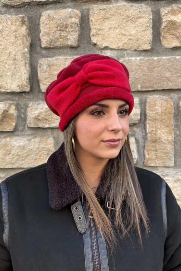 bonnet polaire rouge femme doublé doudou