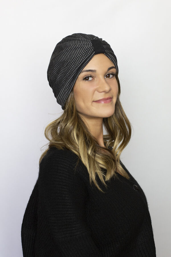 Turban pour femme de couleurs gris et noir