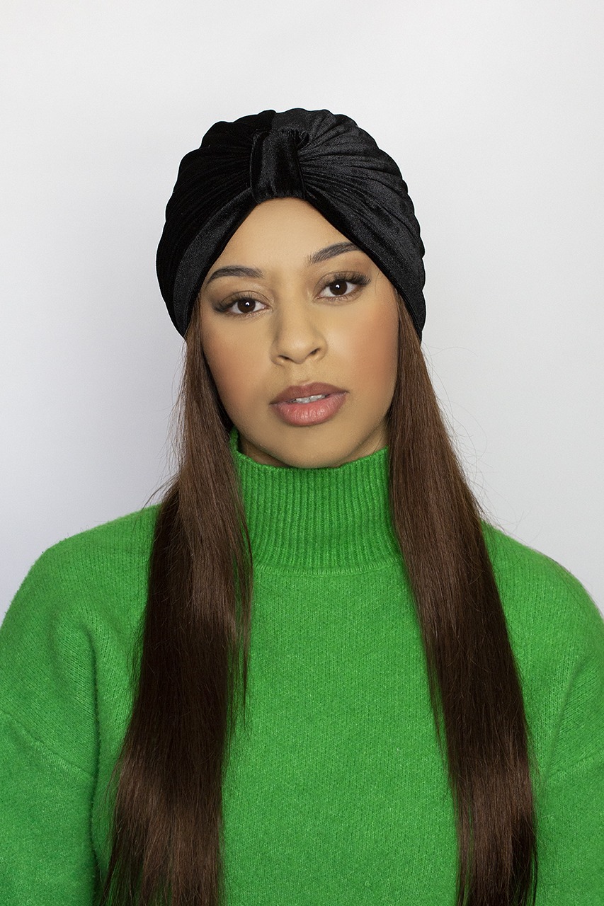 Turban pour femme de couleur noir en velours