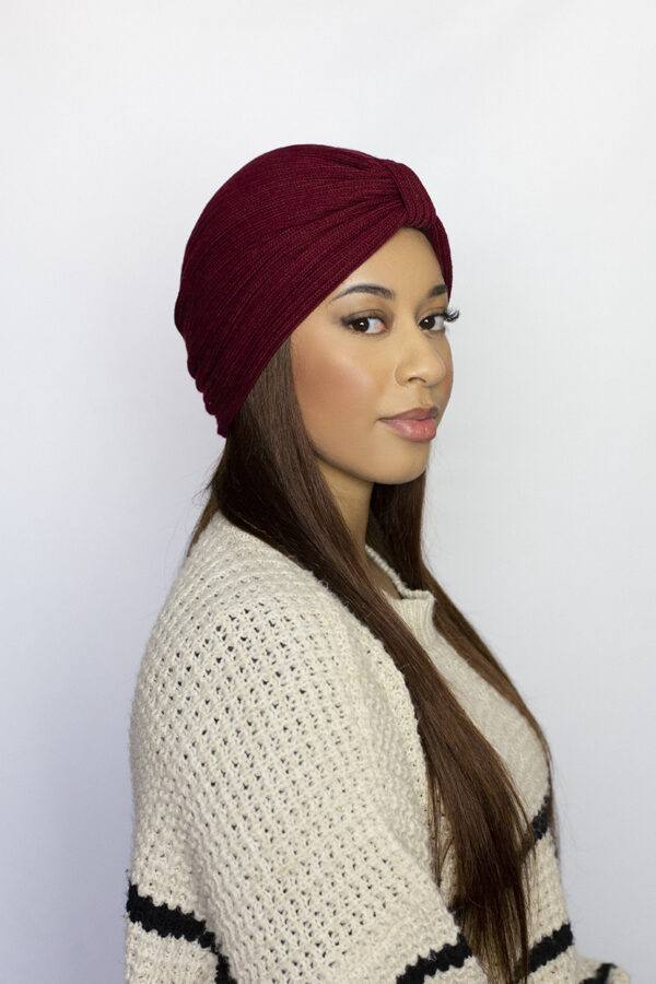 Turban pour femme de couleur bordeaux