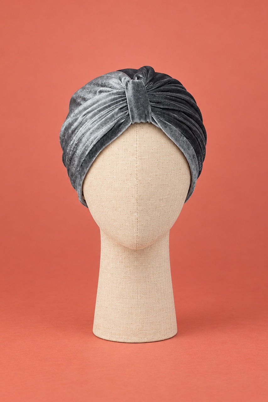 turban velours gris pour femme