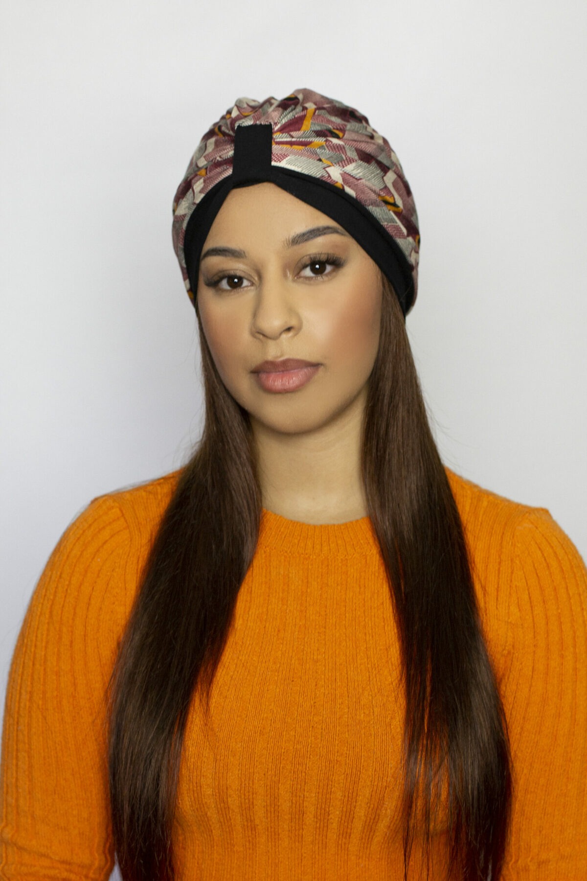 Turban pour femme imprimé bordeaux style wax