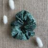 chouchou vert avec feuilles tropicales, coton polyester
