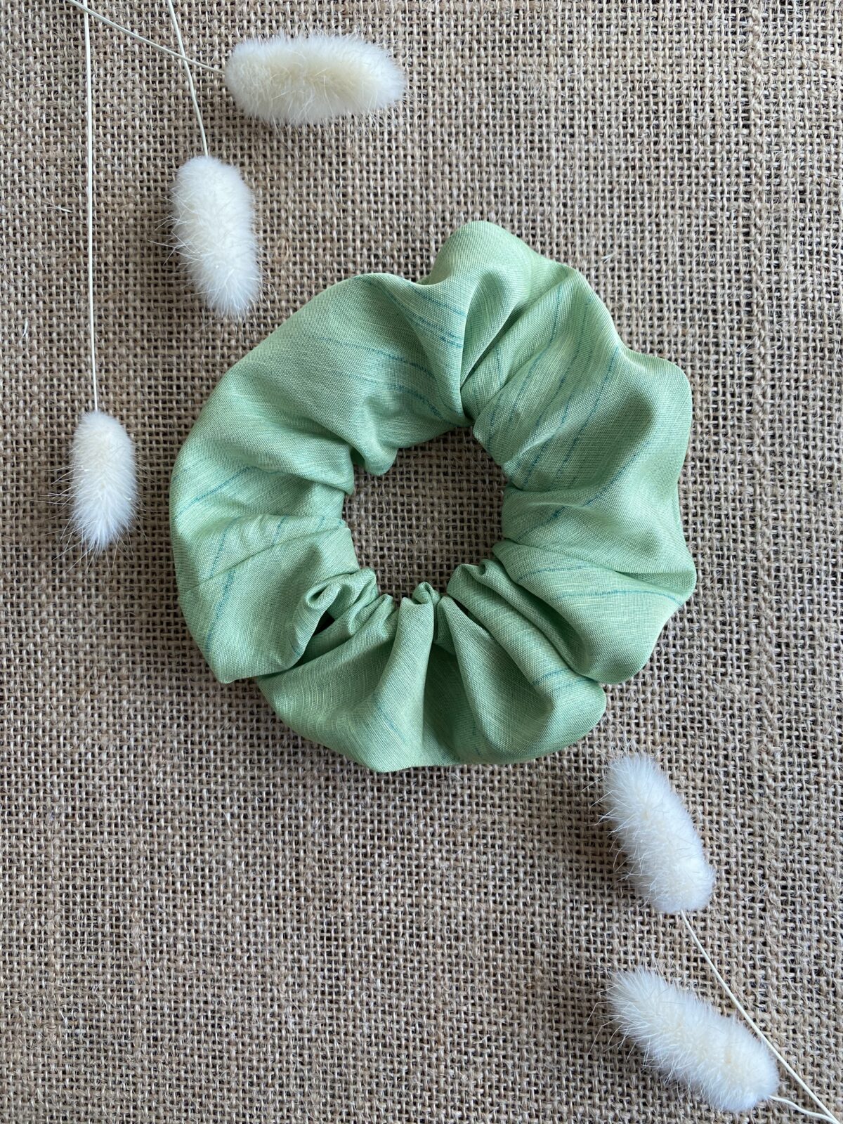 chouchou vert amande, taffetas