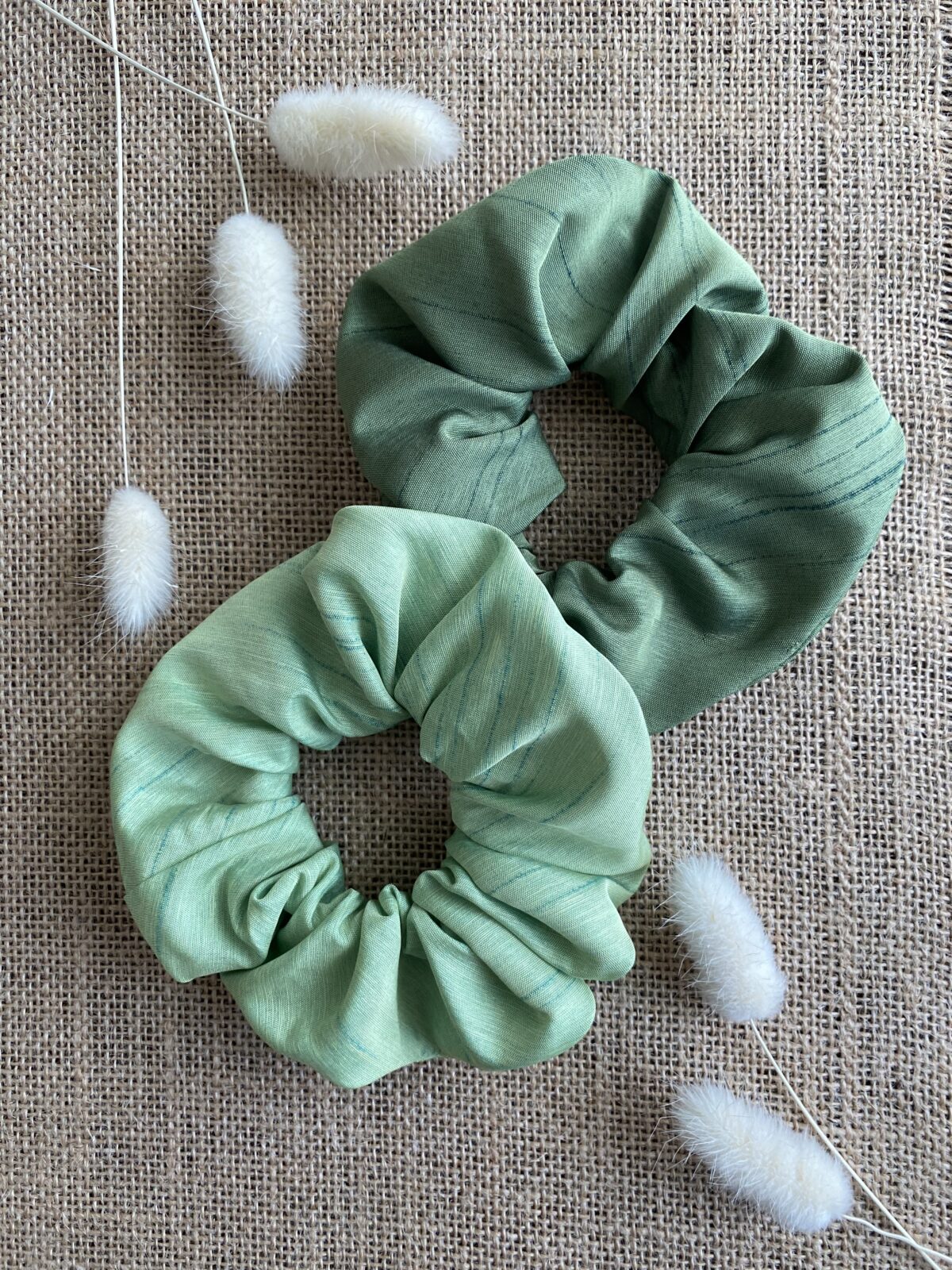 duo de chouchous verts, taffetas